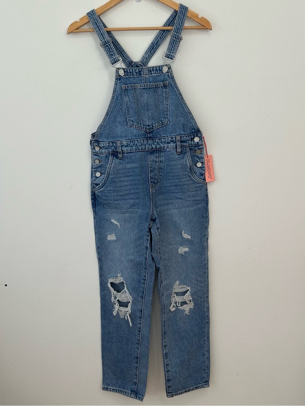 Blank NYC Kids 14 Denim Distressed BlueJean Overalls Cottagecore
